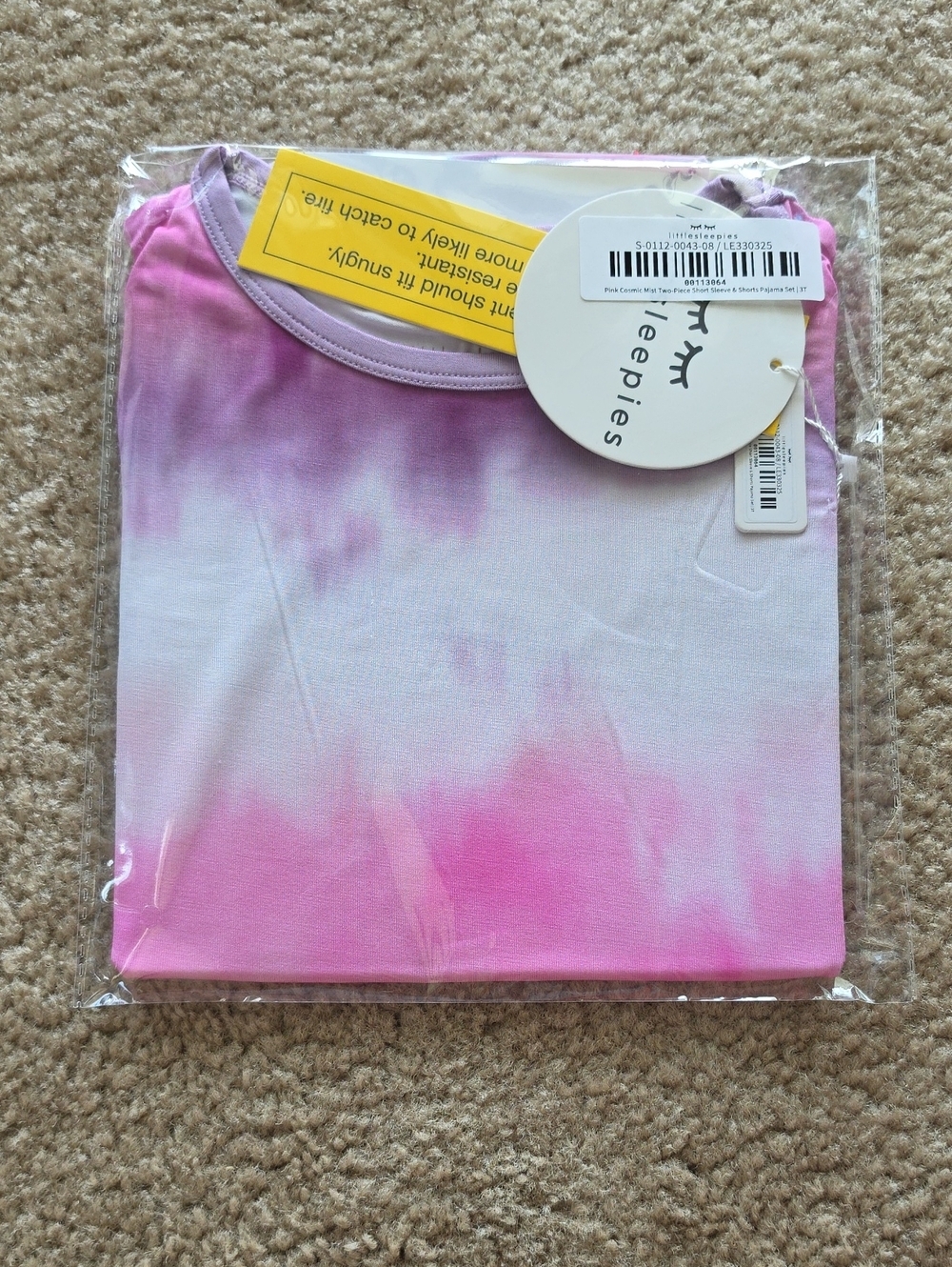 Little Sleepies Pink Cosmic Mist Short Sleeve Pajama Set Size 3T